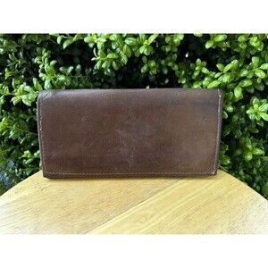 Vintage Leather Wallet Unisex Handmade Zipper Soft Brown Leather CC